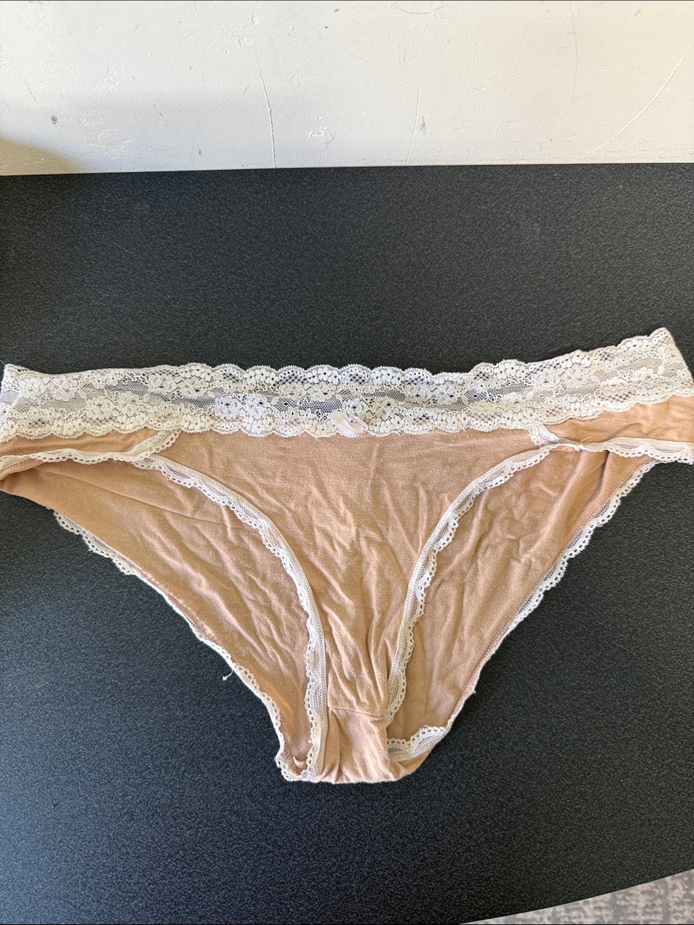 Honeydew Intimates Beige Bikini Panty with White Lace